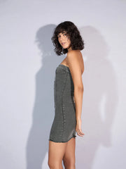 Women Grey Tube Mini Dress-SFDRSS12356