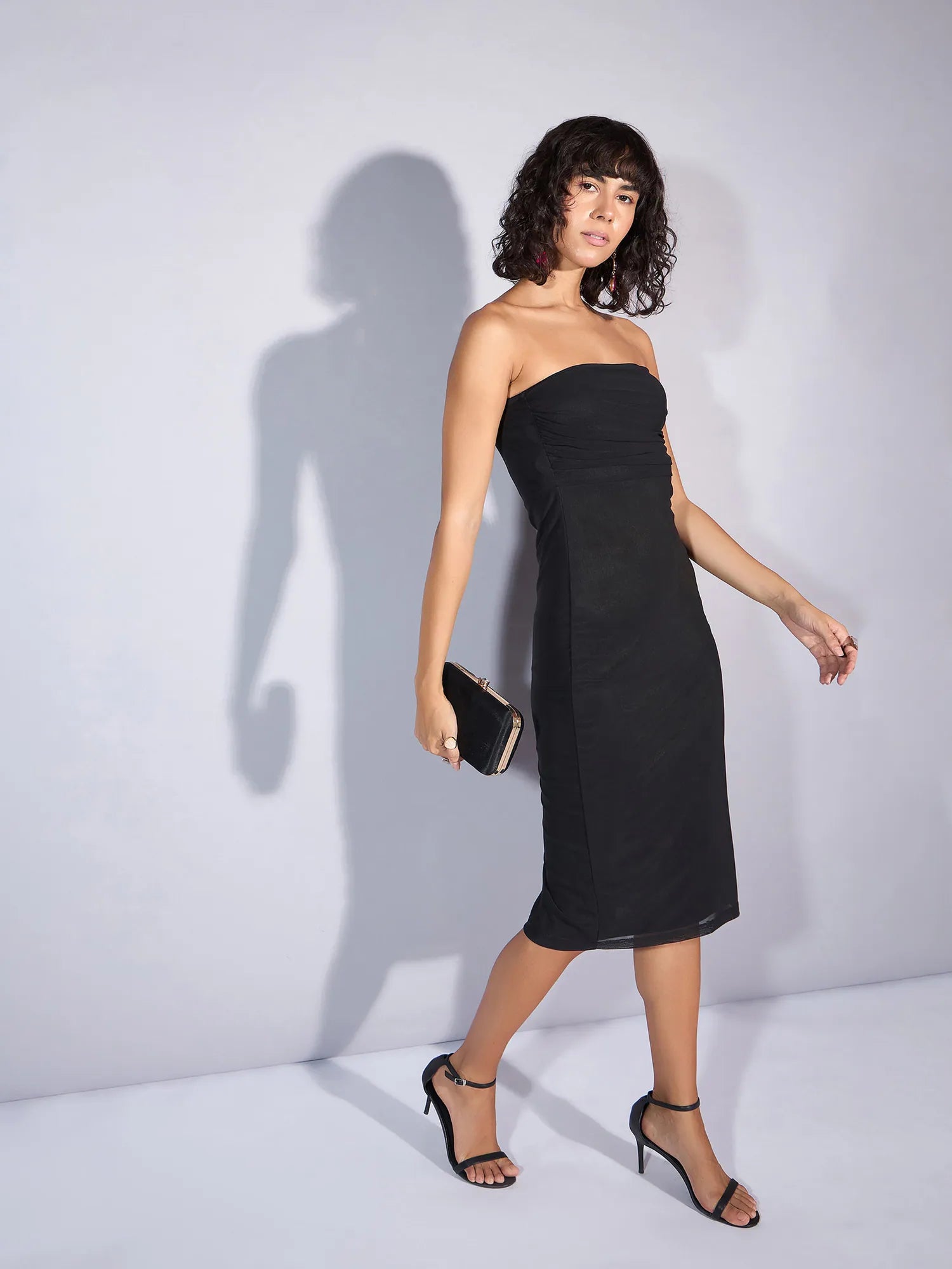 Black Mesh Tube Midi Dress | Women's Western Clothing