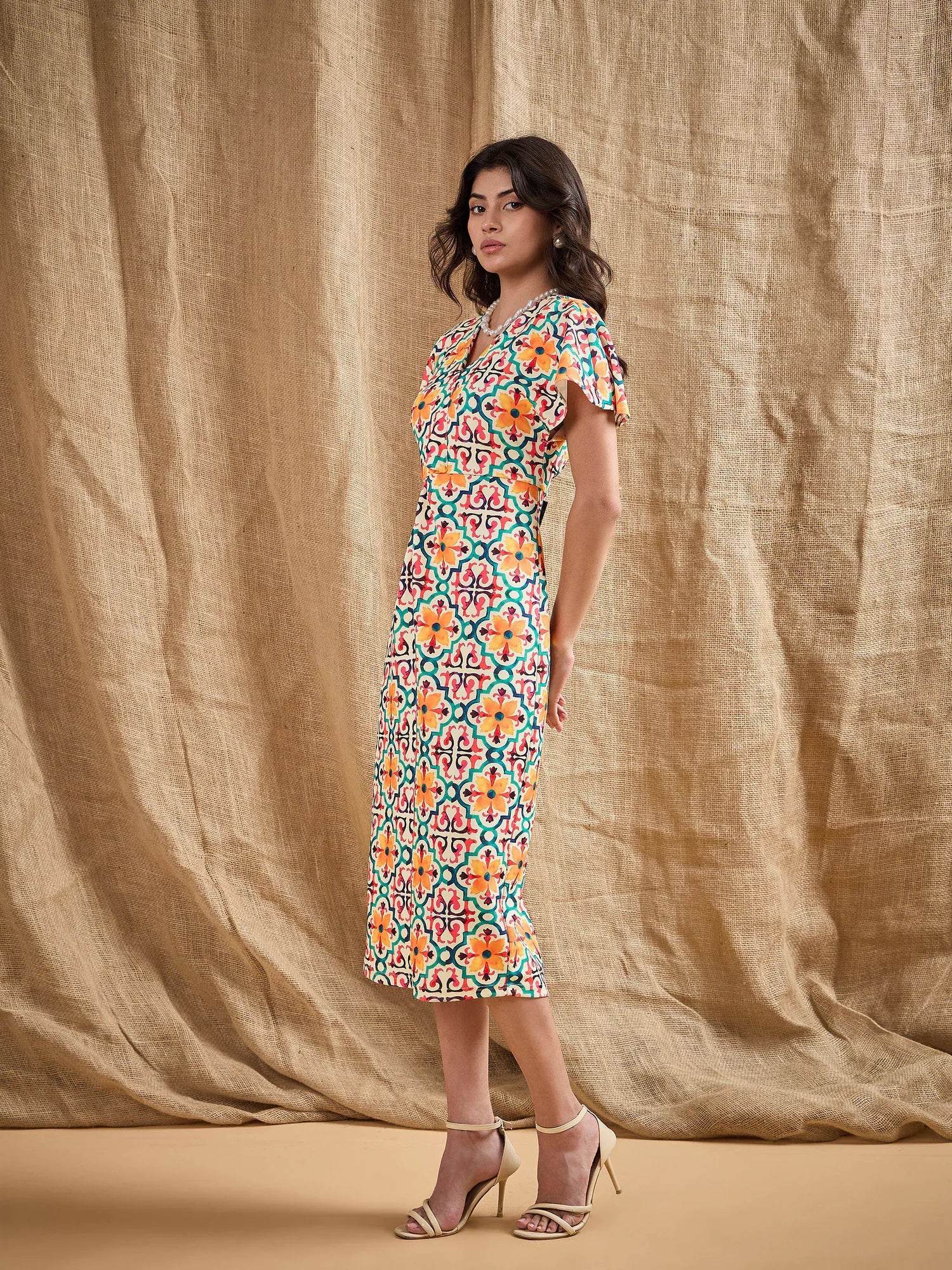 Yellow Printed Bodycon Dress | Women's Designer Lehenga Style