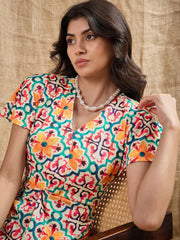 Women Yellow Printed V-Neck Bodycon Dress-SFDRSS12374