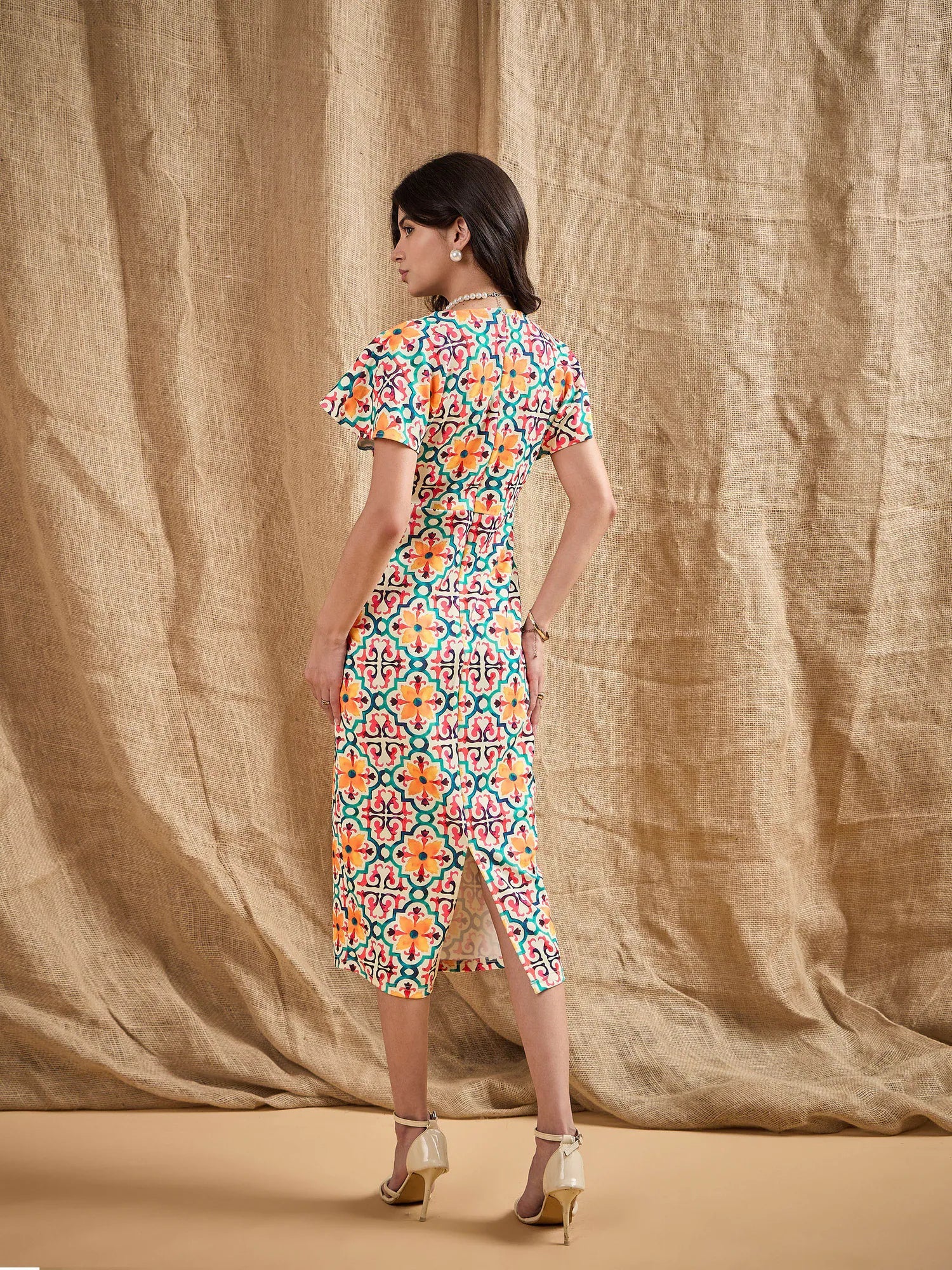 Yellow Printed Bodycon Dress | Women's Designer Lehenga Style