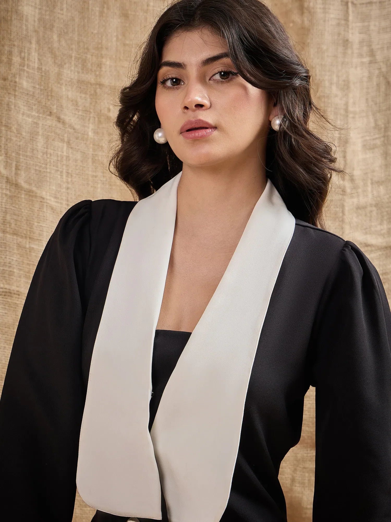 Black Blazer Dress | Contrast Collar | Party Wear Lehenga Look