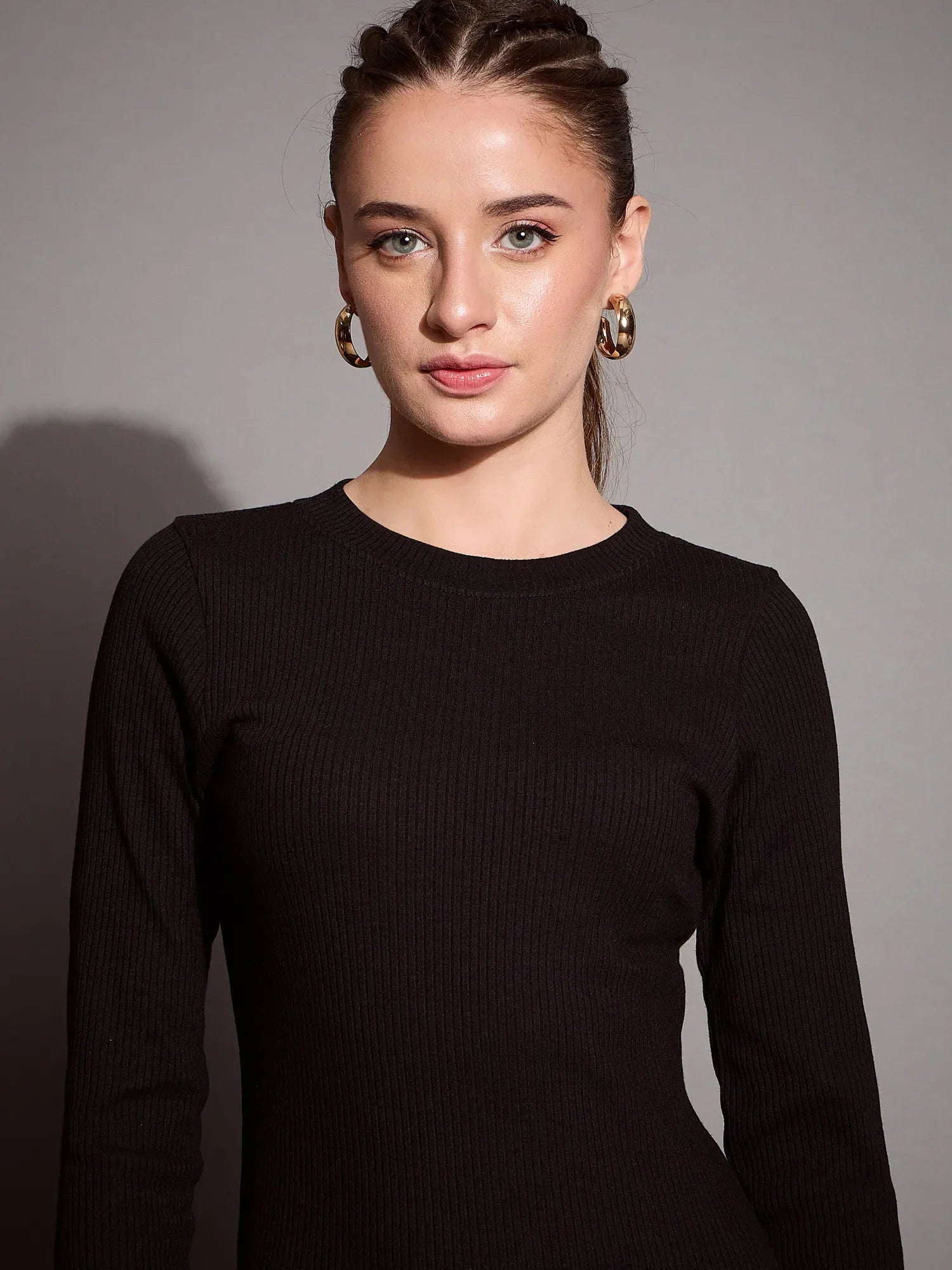 Black Ribbed Bodycon Maxi Dress | Lehenga Choli Style