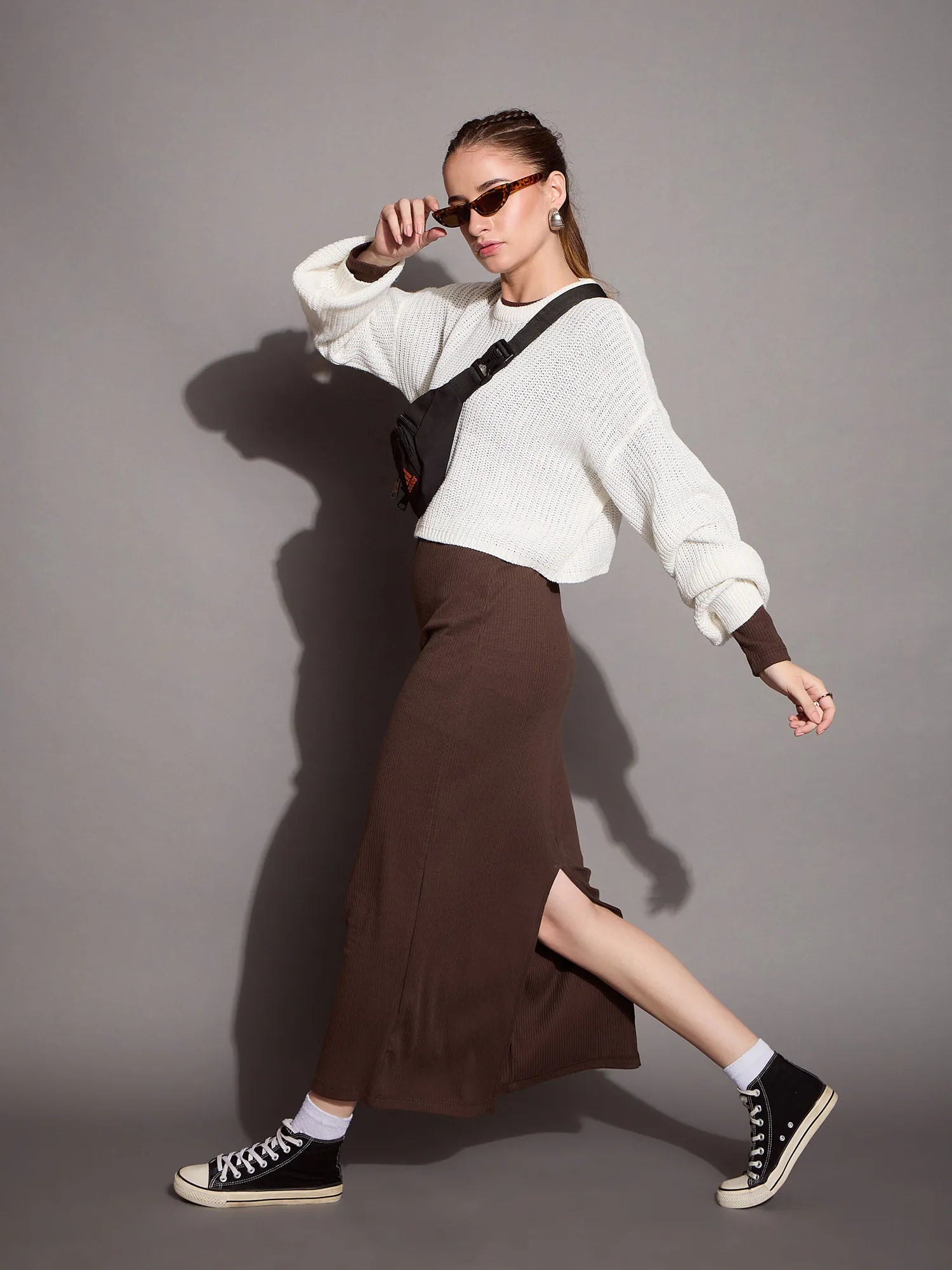 Brown Ribbed Bodycon Dress - Indian Cotton Dresses Online Brown Ribbed Bodycon Dress - Indian Cotton Dresses Online