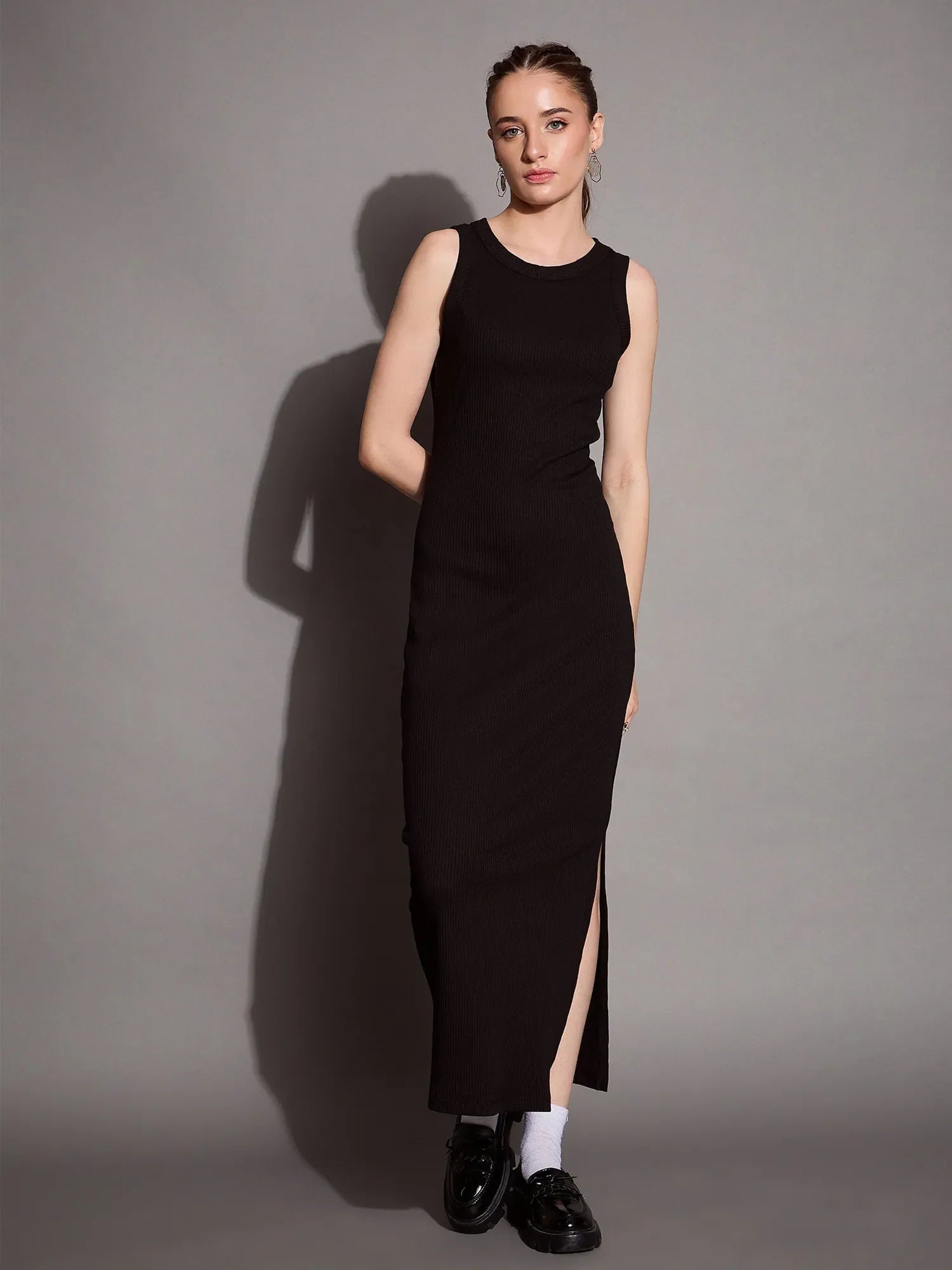 Black Sleeveless Maxi Dress - Bodycon Indian Cotton Dresses
