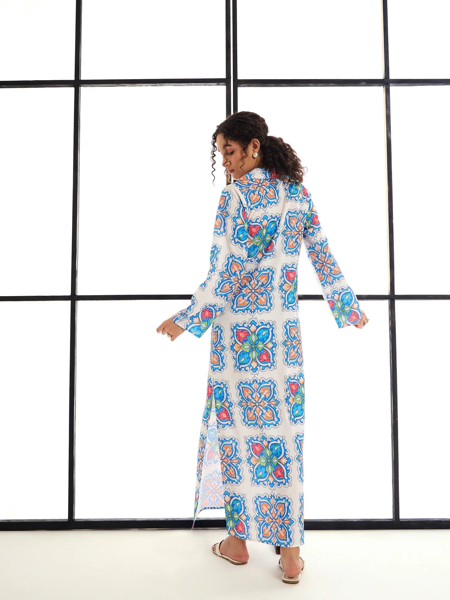 Floral Abaya Dress - Women's Western Wear, Maxi Length Dress