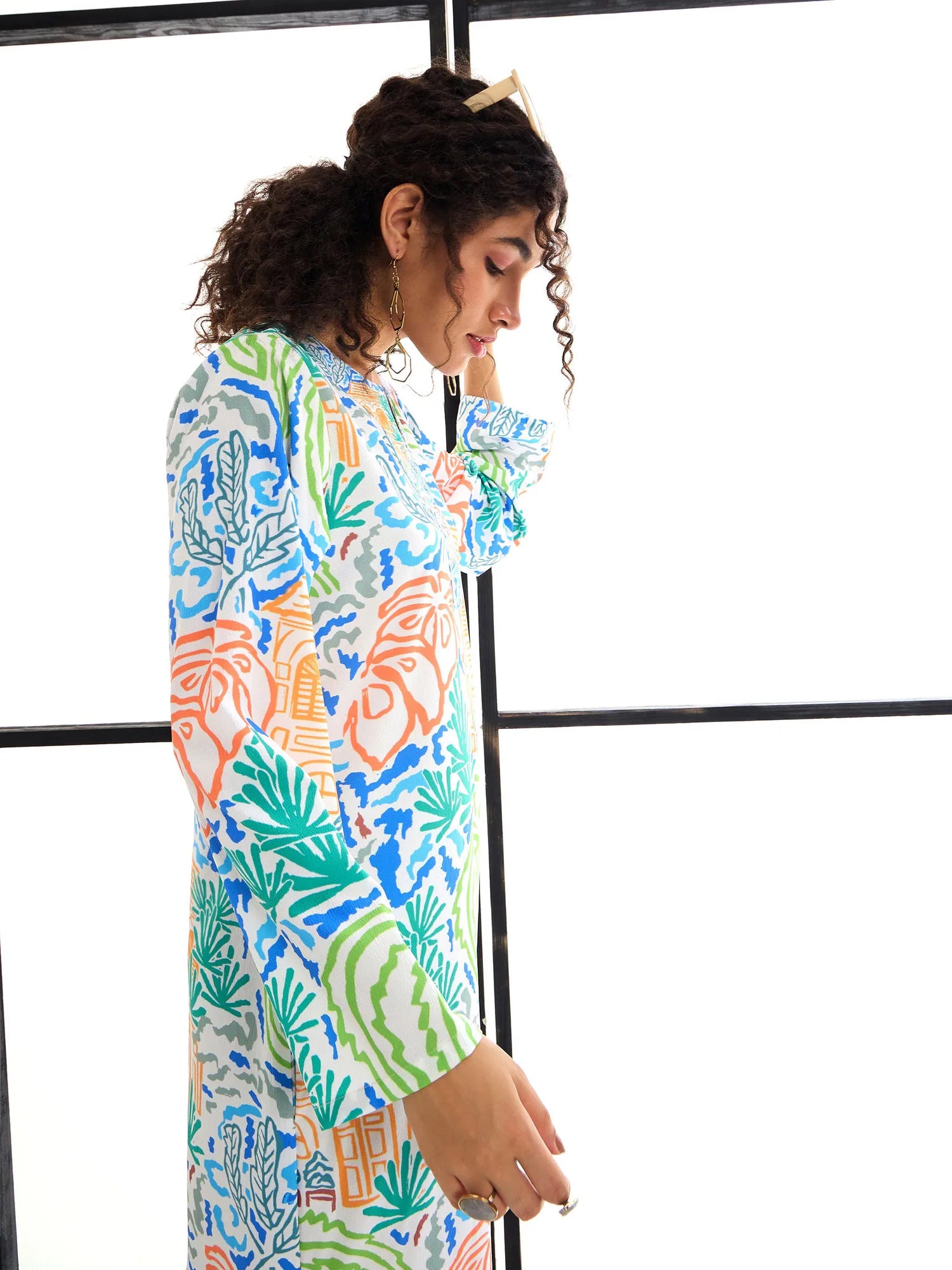 Tropical Print Abaya Dress - Women's Western Wear | Maxi Dress
