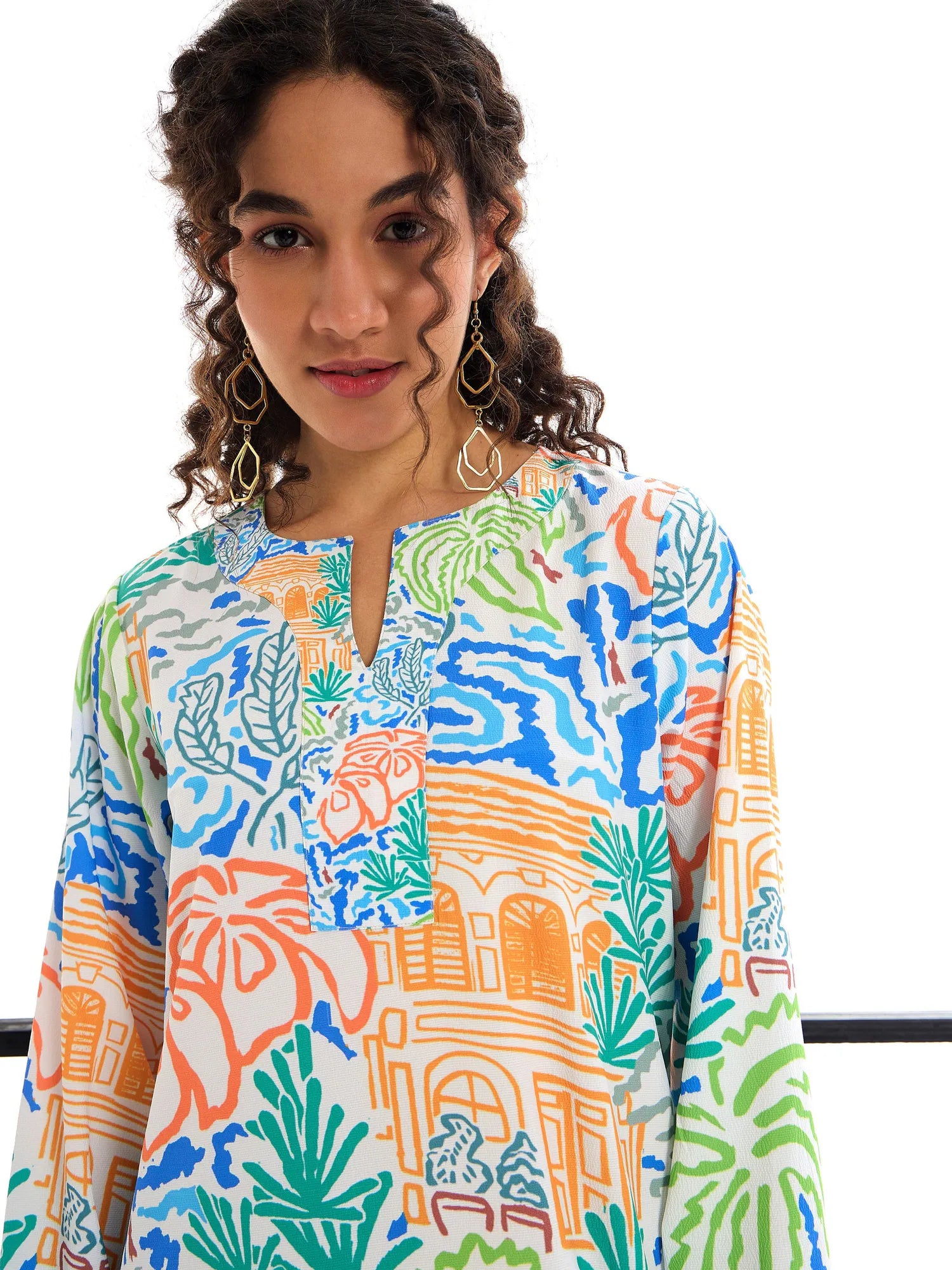 Tropical Print Abaya Dress - Women's Western Wear | Maxi Dress