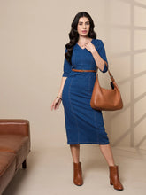 Brown Ribbed Bodycon Dress