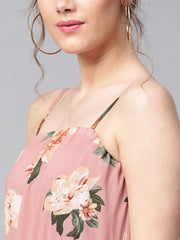 Baked Pink Floral Belted Maxi