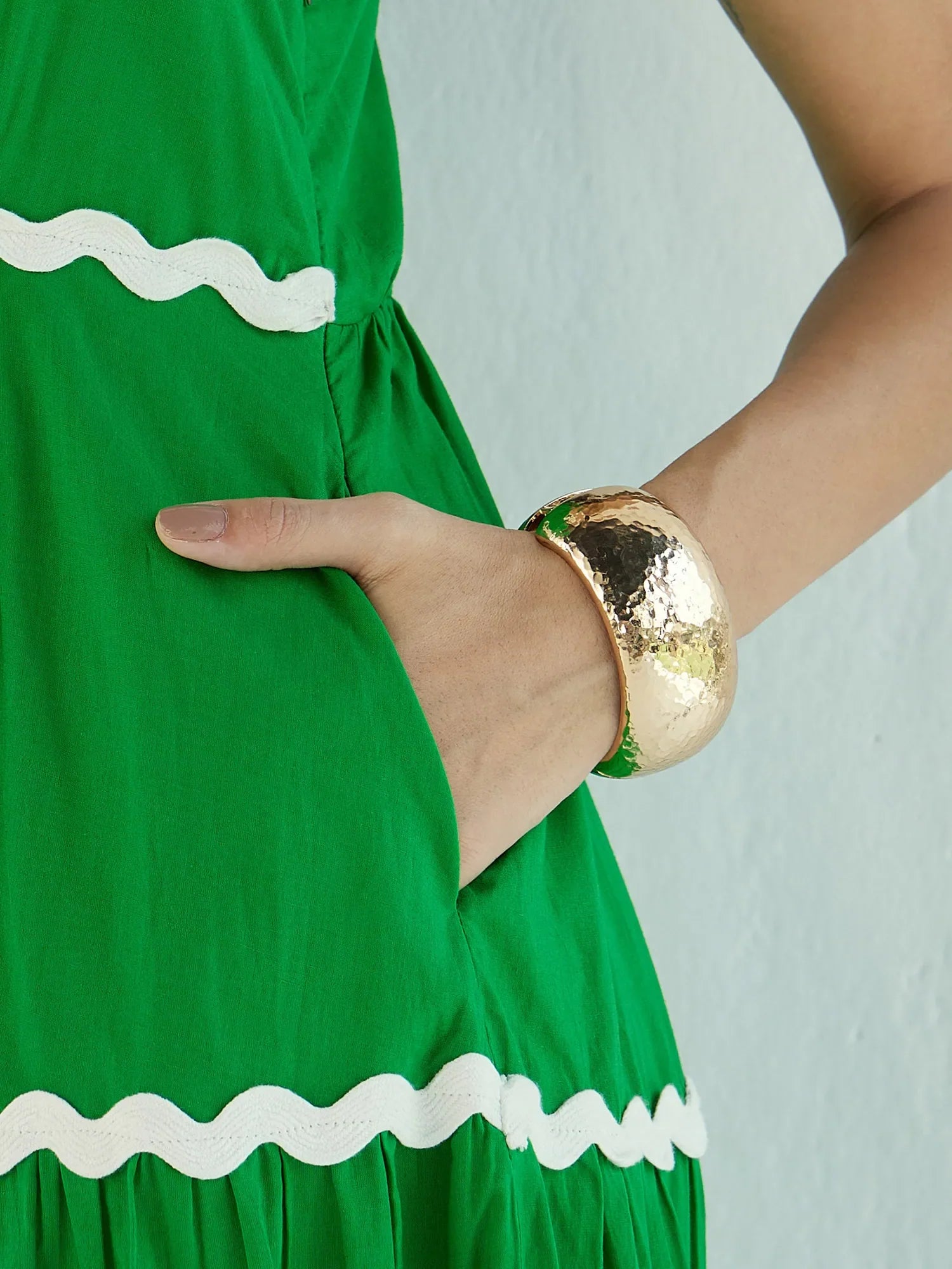 Green Ric Rac Lace Tiered Maxi Dress | Cotton Voile