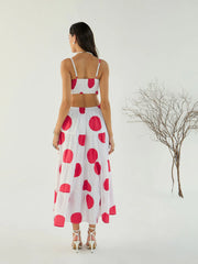 Women White Strappy Back Cut Out Polka Maxi-SFDRSS12448