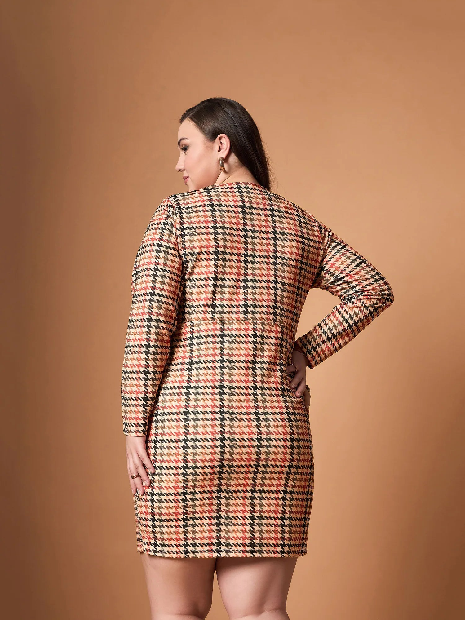 Peach Houndstooth Blazer Dress | Women's Western Wear