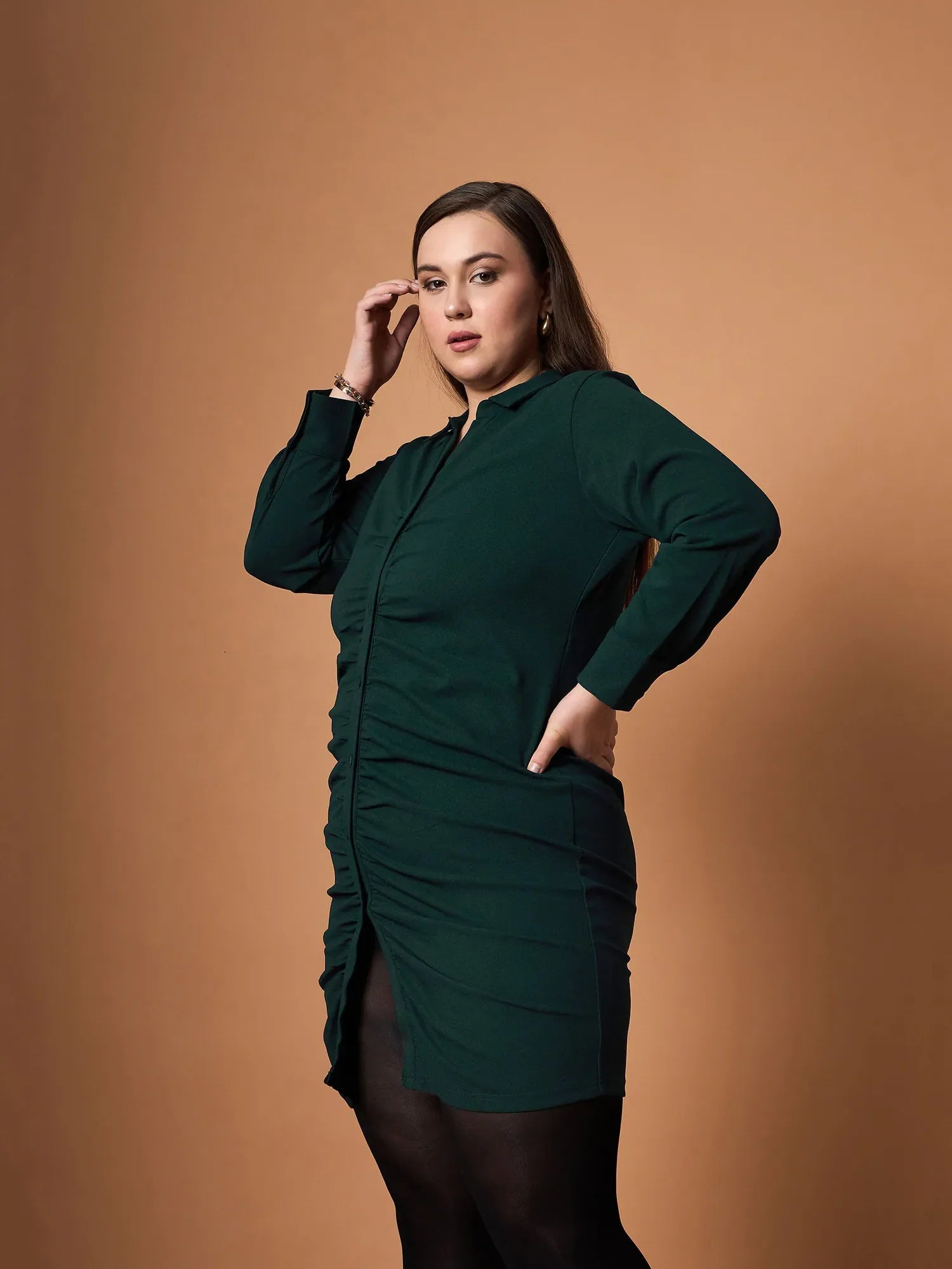 Emerald Green Ruched Dress | Women's Western Wear Outfits