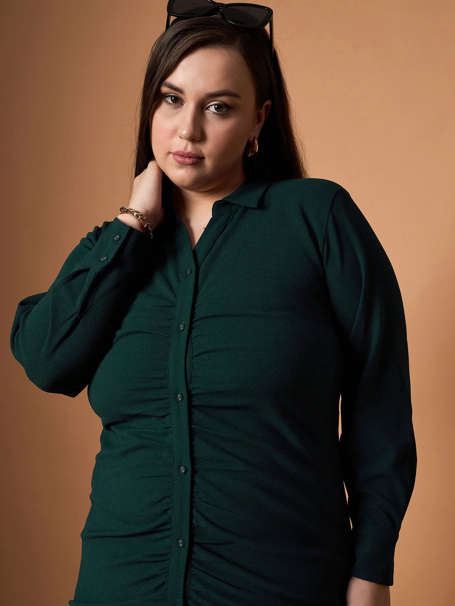 Emerald Green Ruched Dress | Women's Western Wear Outfits