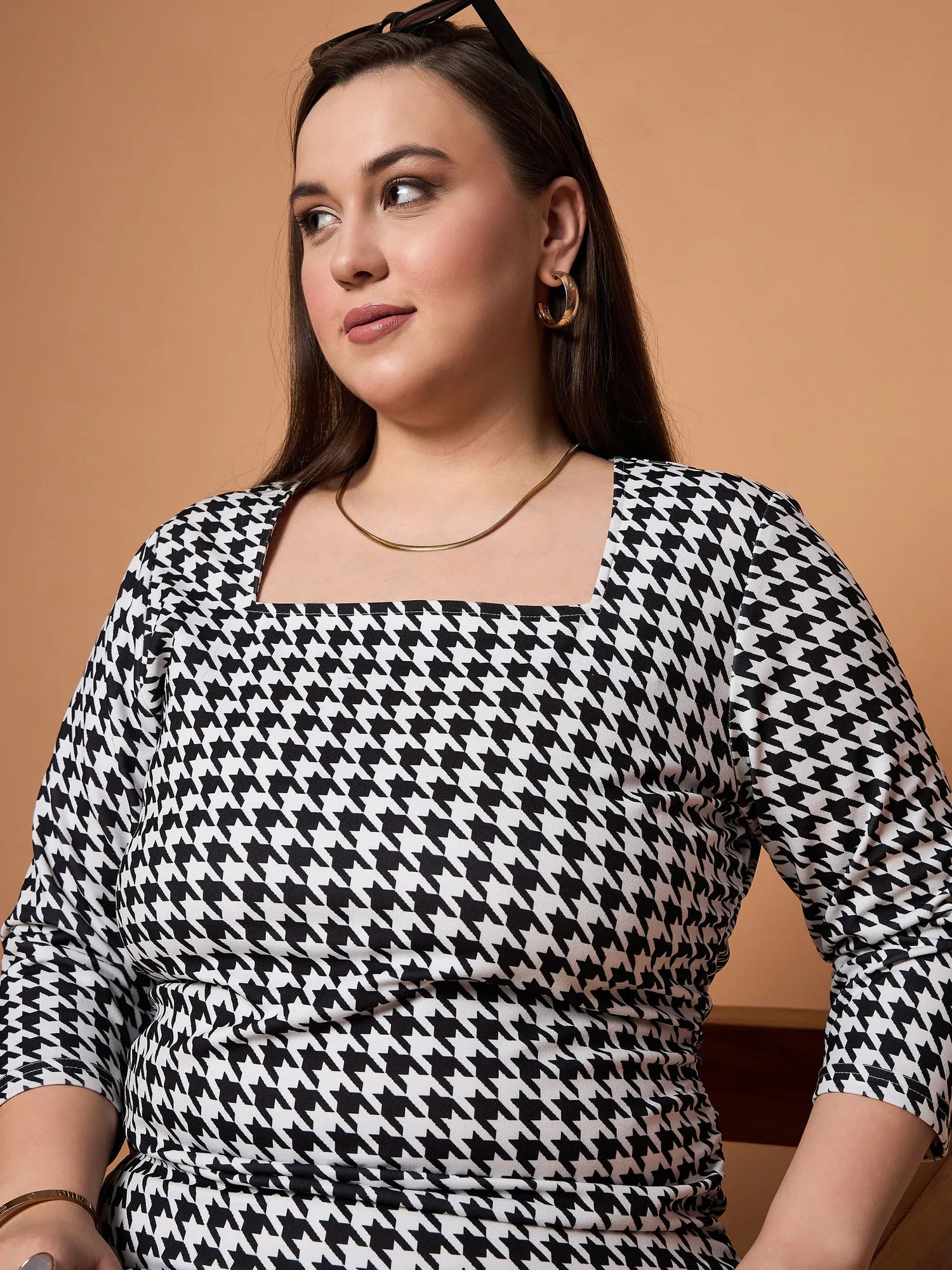 Houndstooth Ruched Dress | Women's Western Clothing