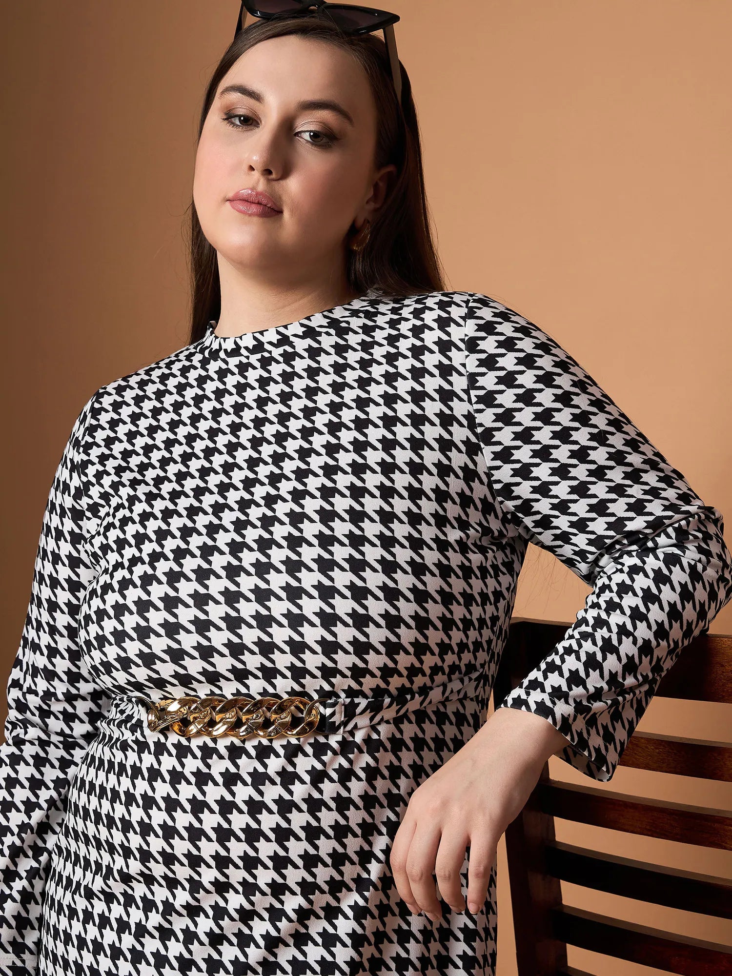 Black & White Houndstooth Dress - Designer Women's Fashion