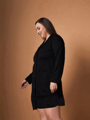 Women Black Short Blazer Dress-SFDRSS12460