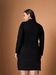 Women Black Short Blazer Dress-SFDRSS12460