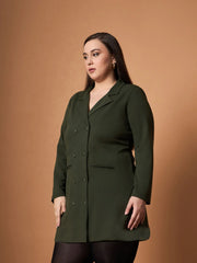 Women Olive Short Blazer Dress-SFDRSS12461
