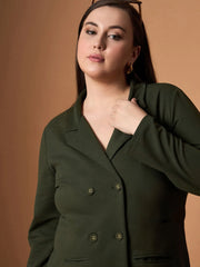 Women Olive Short Blazer Dress-SFDRSS12461