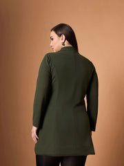 Women Olive Short Blazer Dress-SFDRSS12461