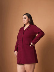 Women Maroon Short Blazer Dress-SFDRSS12462