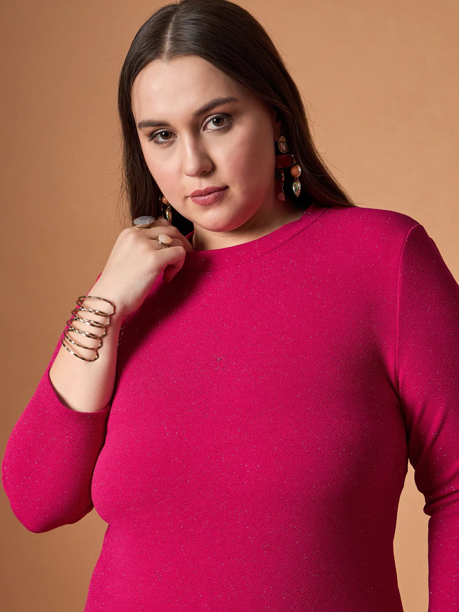 Fuchsia Glitter Bodycon Dress | Women's Party Wear Dresses