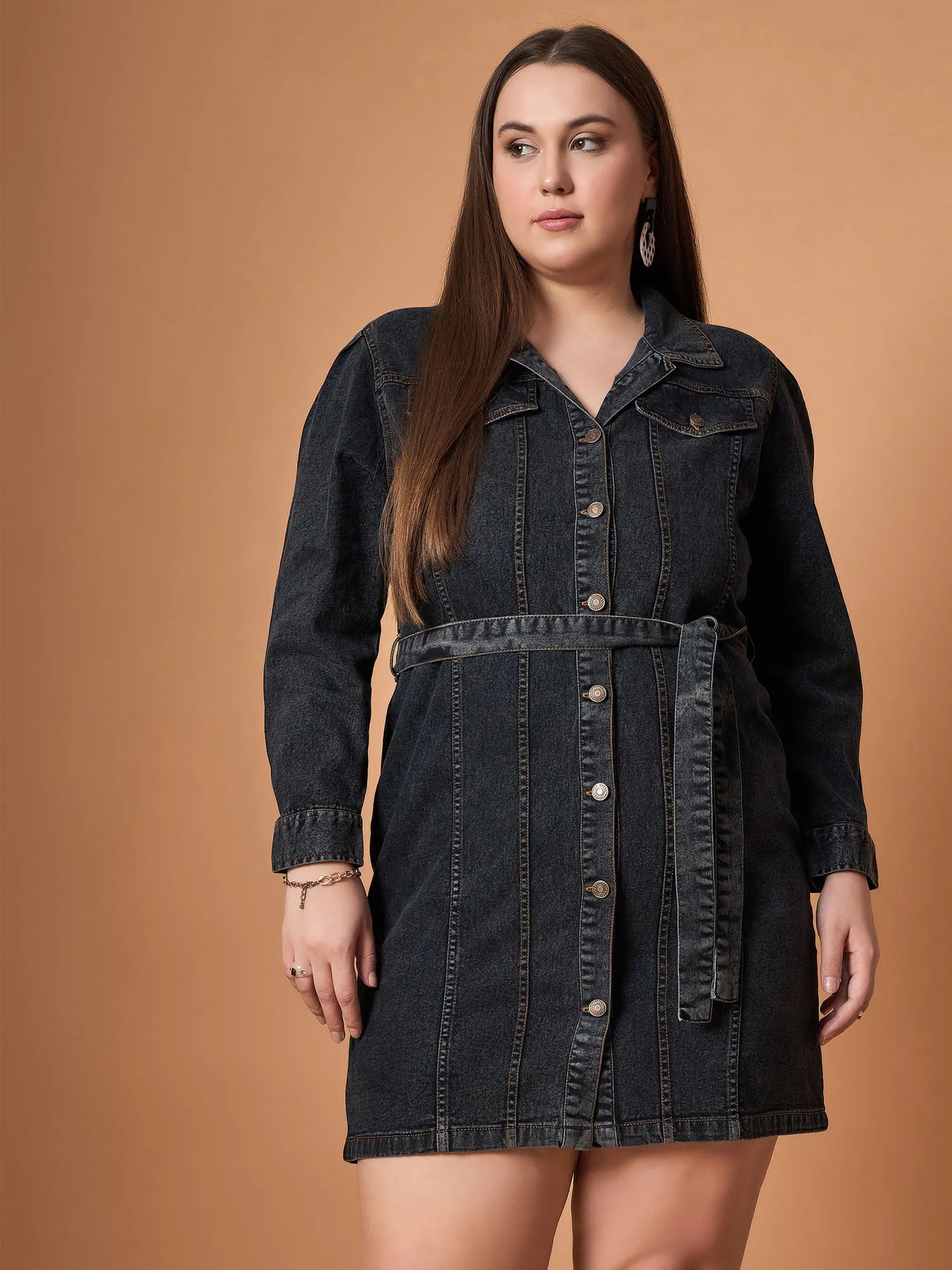 Black Denim Shirt Dress | Women's Casual & Party Wear Lehenga