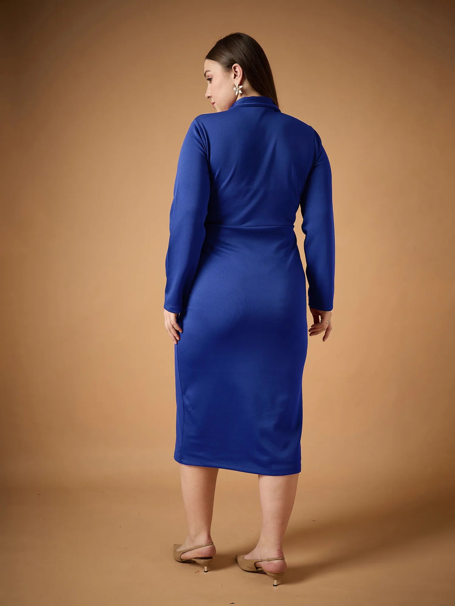 Royal Blue Midi Dress with Sleeves | Women's Western Clothing