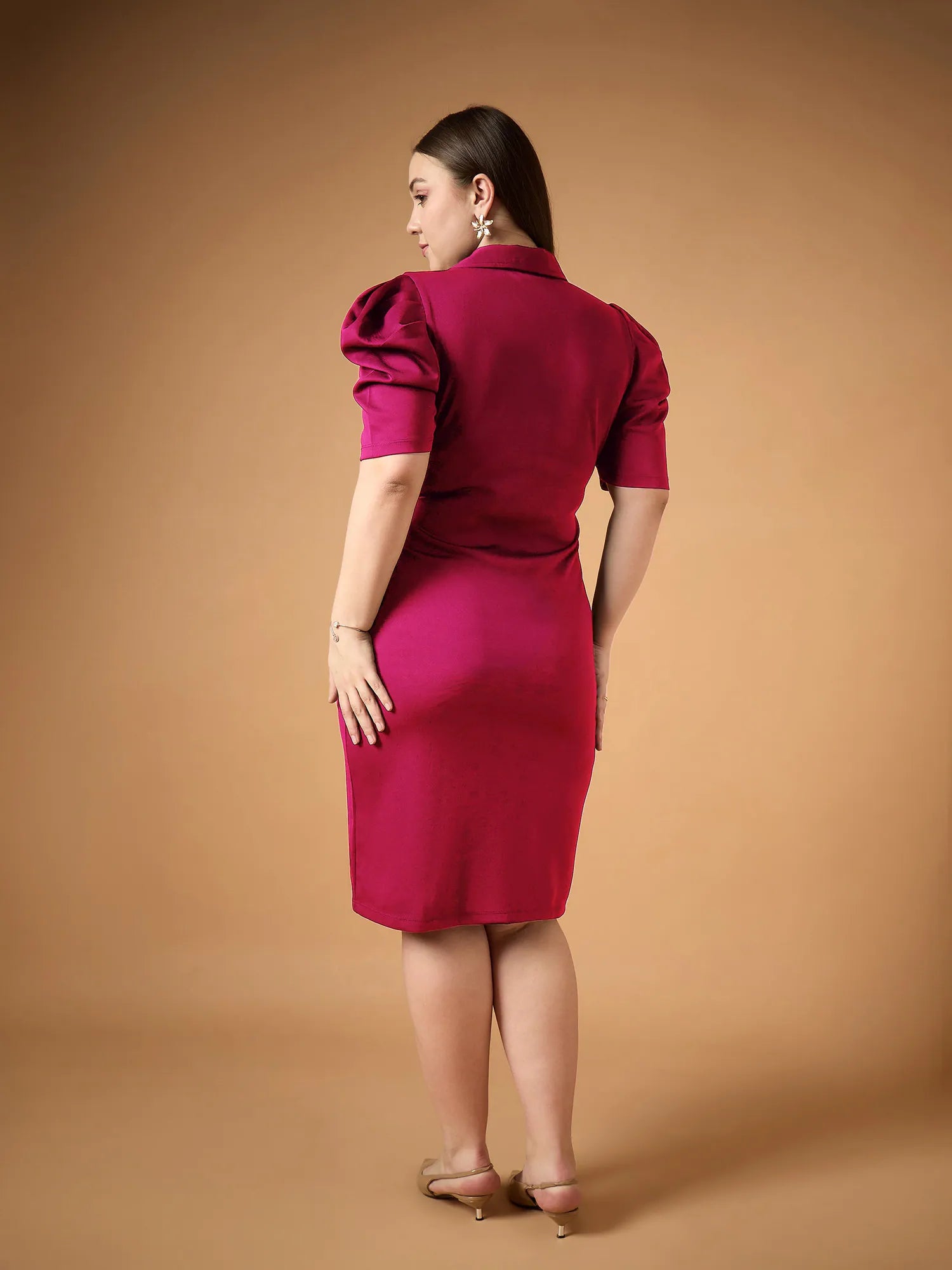 Fuchsia Button Front Midi Dress | Women's Western Clothing