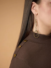 Women Brown Rib High Neck Midi Dress-SFDRSS12492