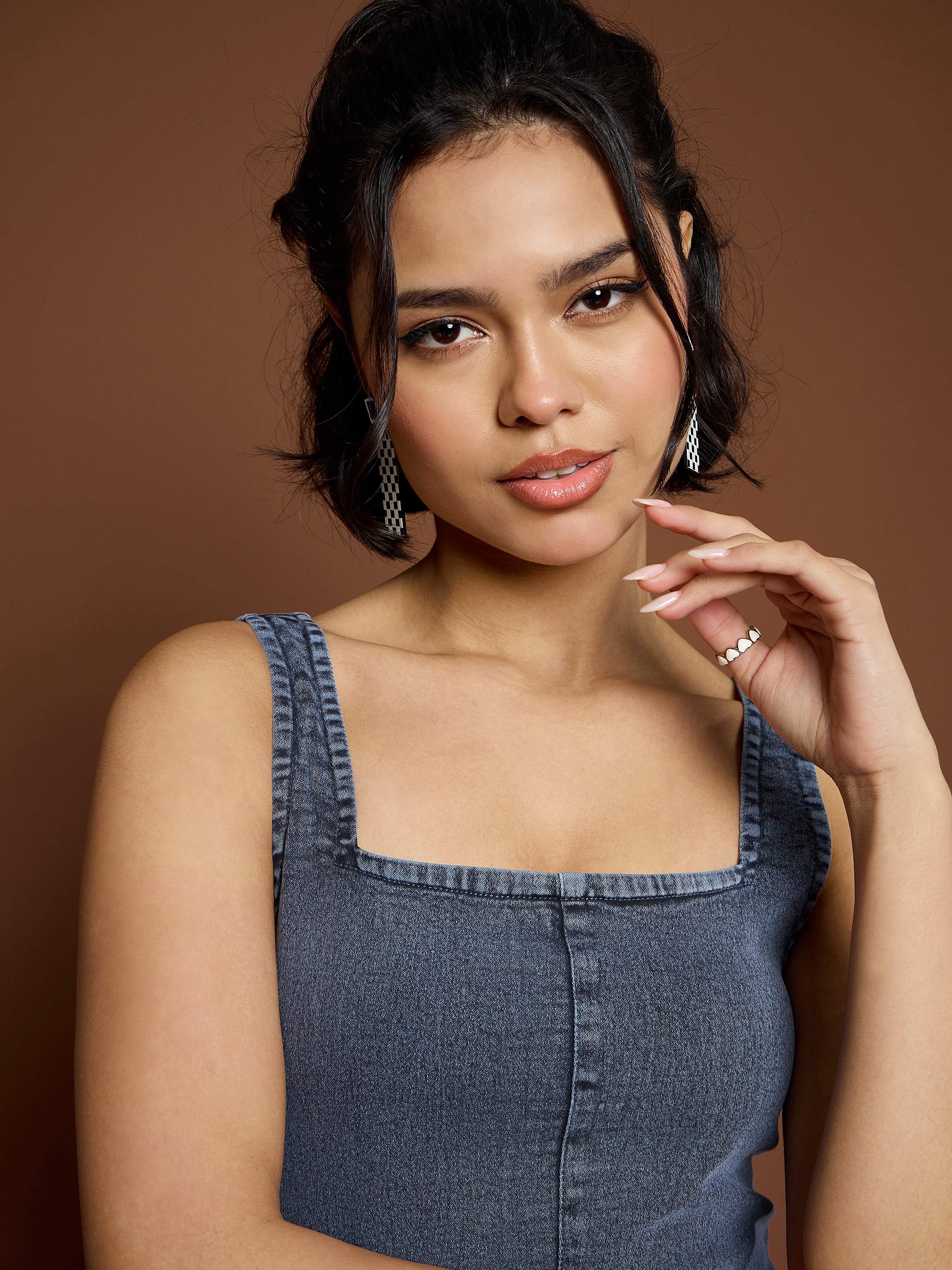 Women Blue Acid Wash Strappy Midi Dress-SFDRSS12678