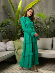 Women Green Tiered Maxi Dress-SFDRSS12693