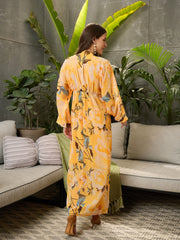 Women Yellow Floral Elasticated V-Neck Maxi Dress-SFDRSS12708