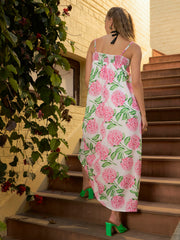 Women White Floral Strappy Loose Fit Maxi Dress-SFDRSS12963