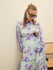 Women See Green Floral Tiered Maxi Dress-SFDRSS12967