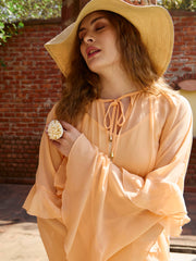 Women Peach Solid Loose Fit Maxi Dress-SFDRSS12975