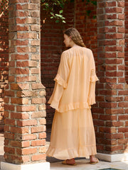 Women Peach Solid Loose Fit Maxi Dress-SFDRSS12975
