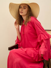Women Fuchsia Solid Loose Fit Maxi Dress-SFDRSS12976