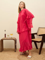 Women Fuchsia Solid Loose Fit Maxi Dress-SFDRSS12976