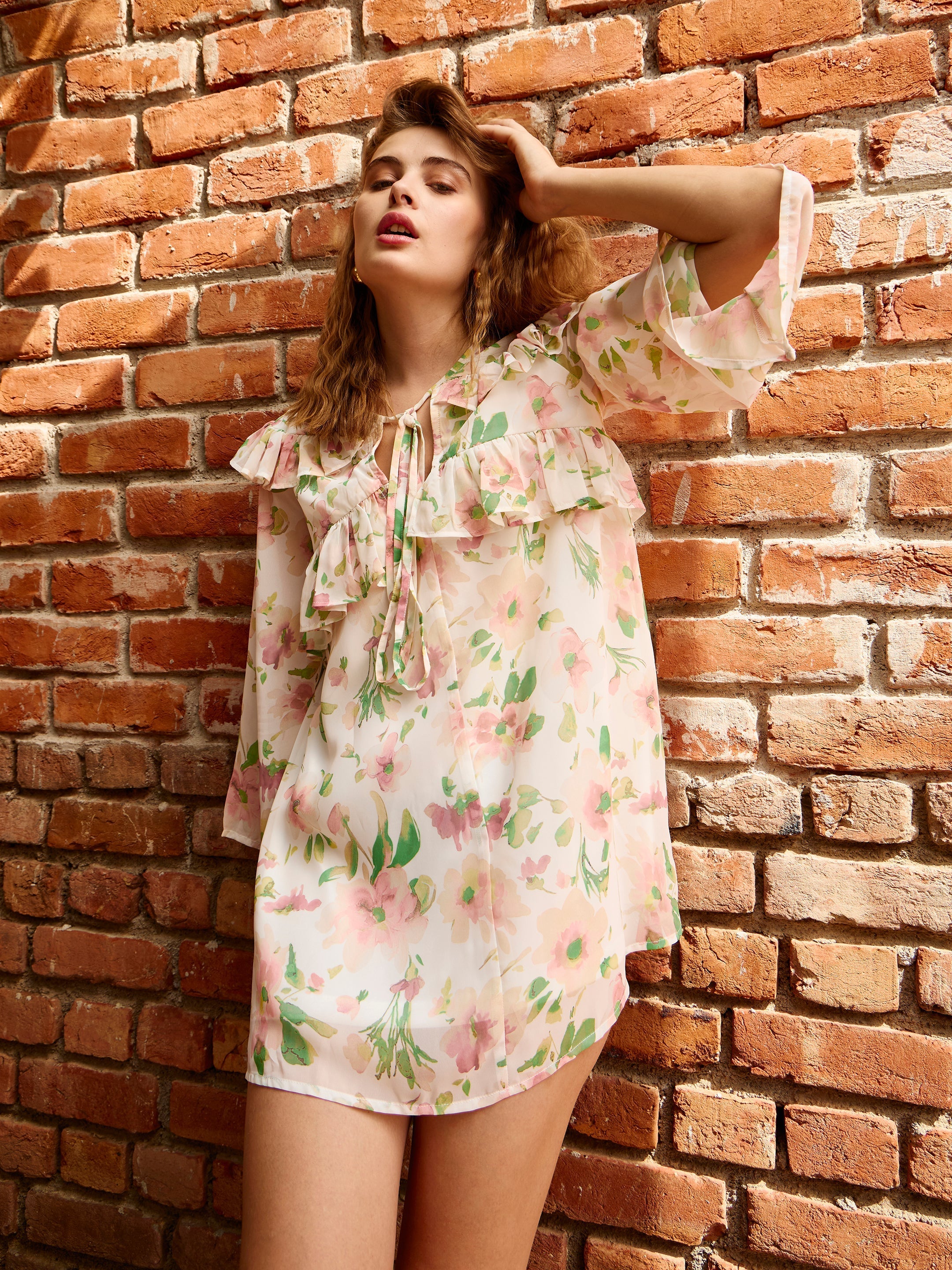 Women White Floral A-Line Short Dress-SFDRSS12994