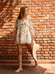 Women White Floral A-Line Short Dress-SFDRSS12994