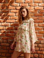 Women White Floral A-Line Short Dress-SFDRSS12994