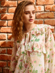 Women White Floral A-Line Short Dress-SFDRSS12994