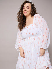 Women Brown Floral Square Neck Short Skater Dress-SFDRSS13044
