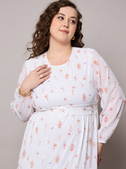 Women Brown Floral Tiered Maxi Dress-SFDRSS13048