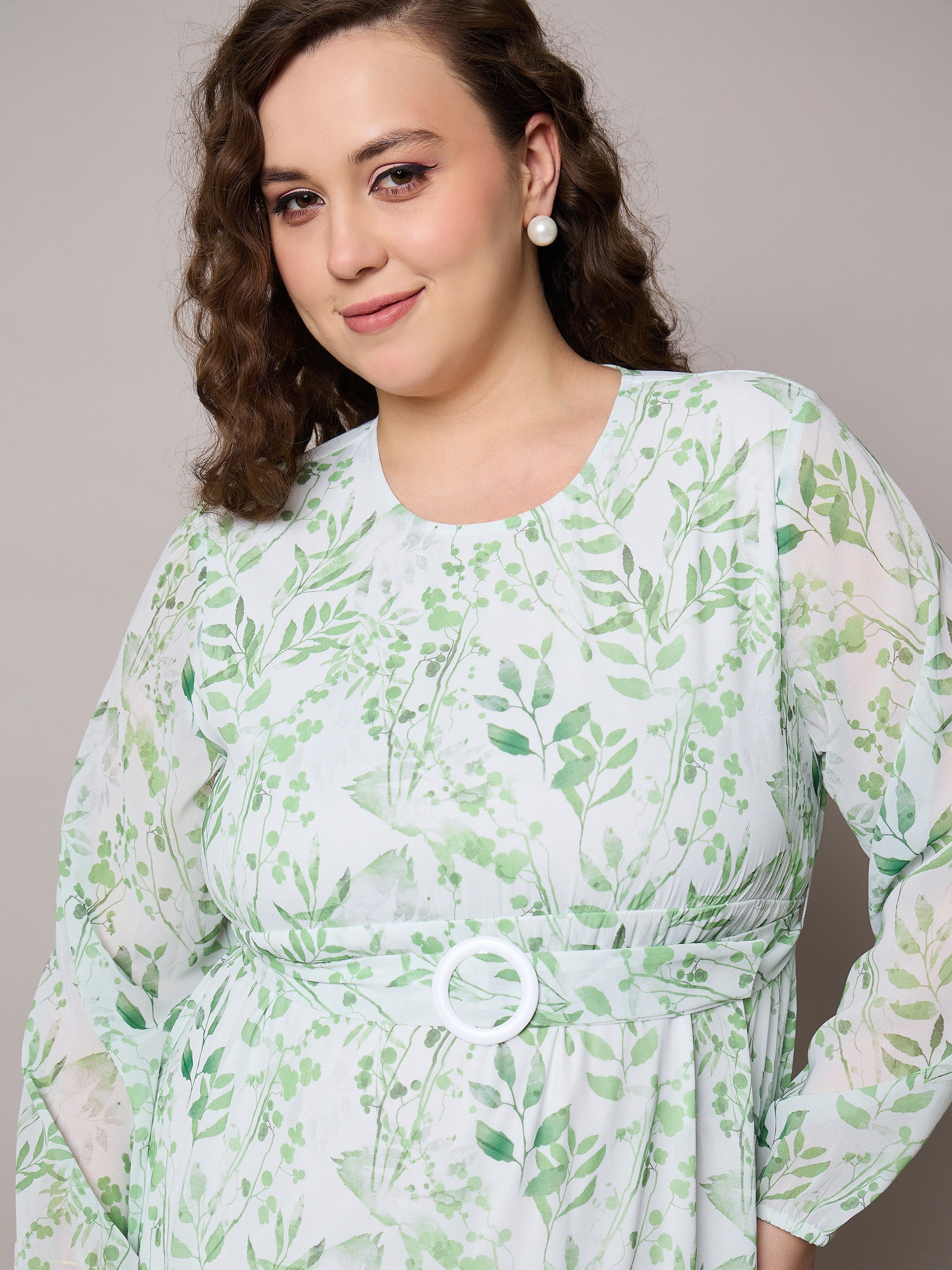 Women Green Floral Tiered Maxi Dress-SFDRSS13049