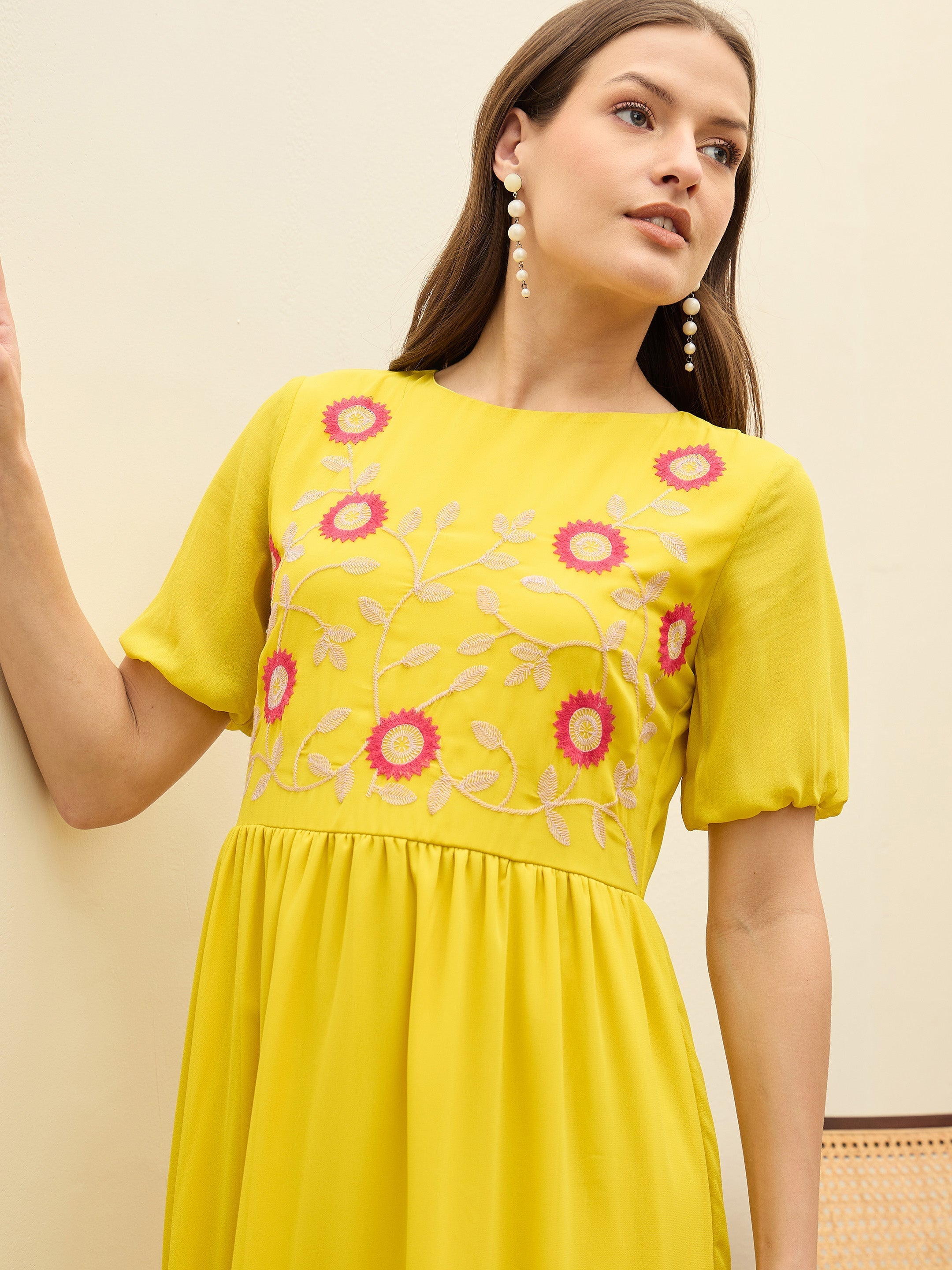 Women Yellow Solid Tiered Maxi Dress-SFDRSS13185