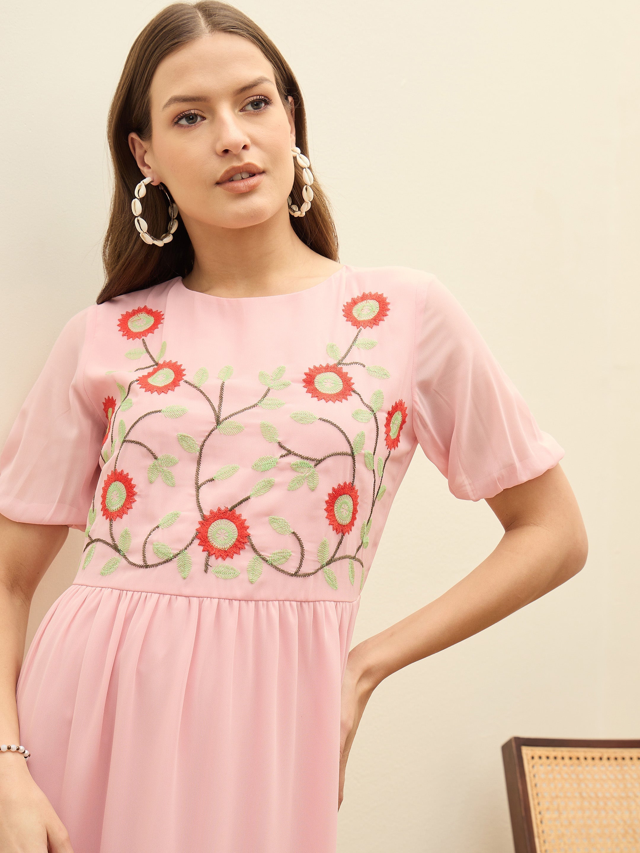 Women Pink Solid Tiered Maxi Dress-SFDRSS13187